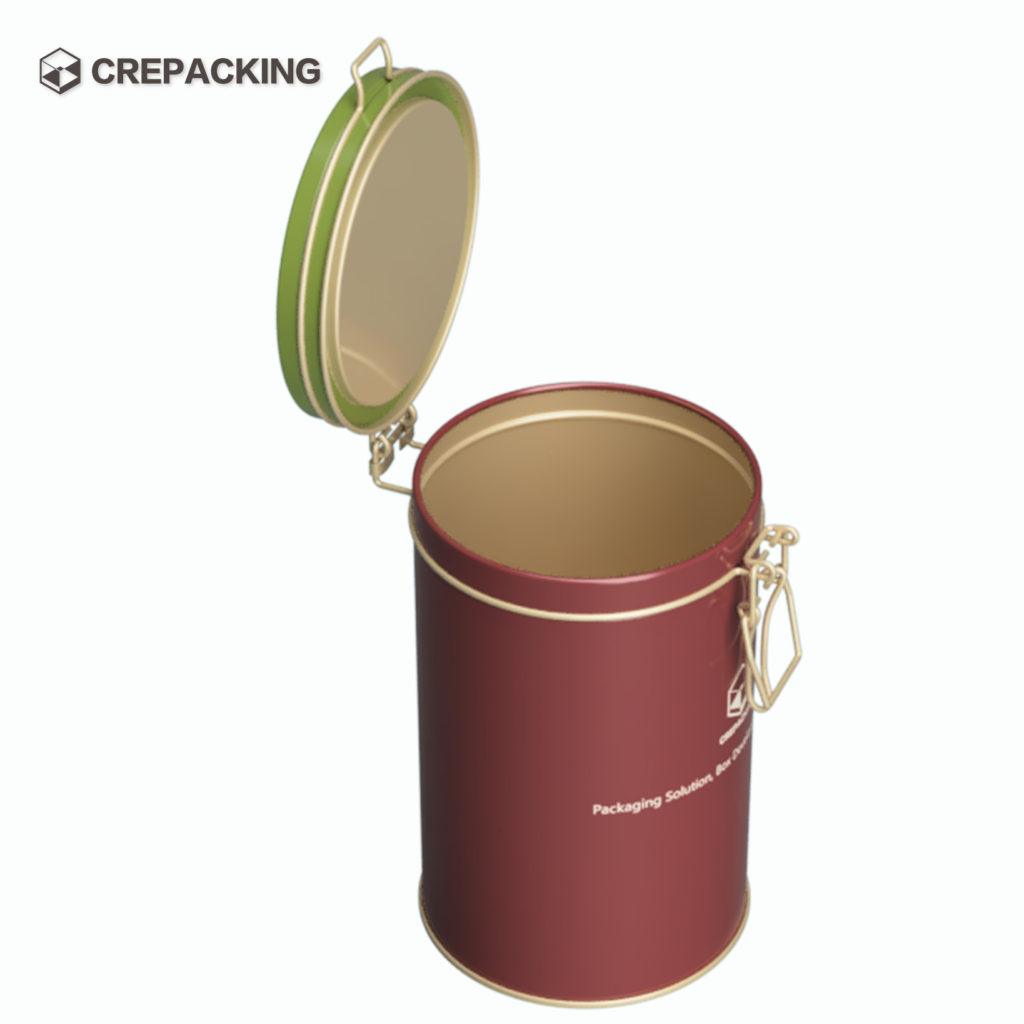 Airtight Round Tin with Wire Lock for Tea and Coffee