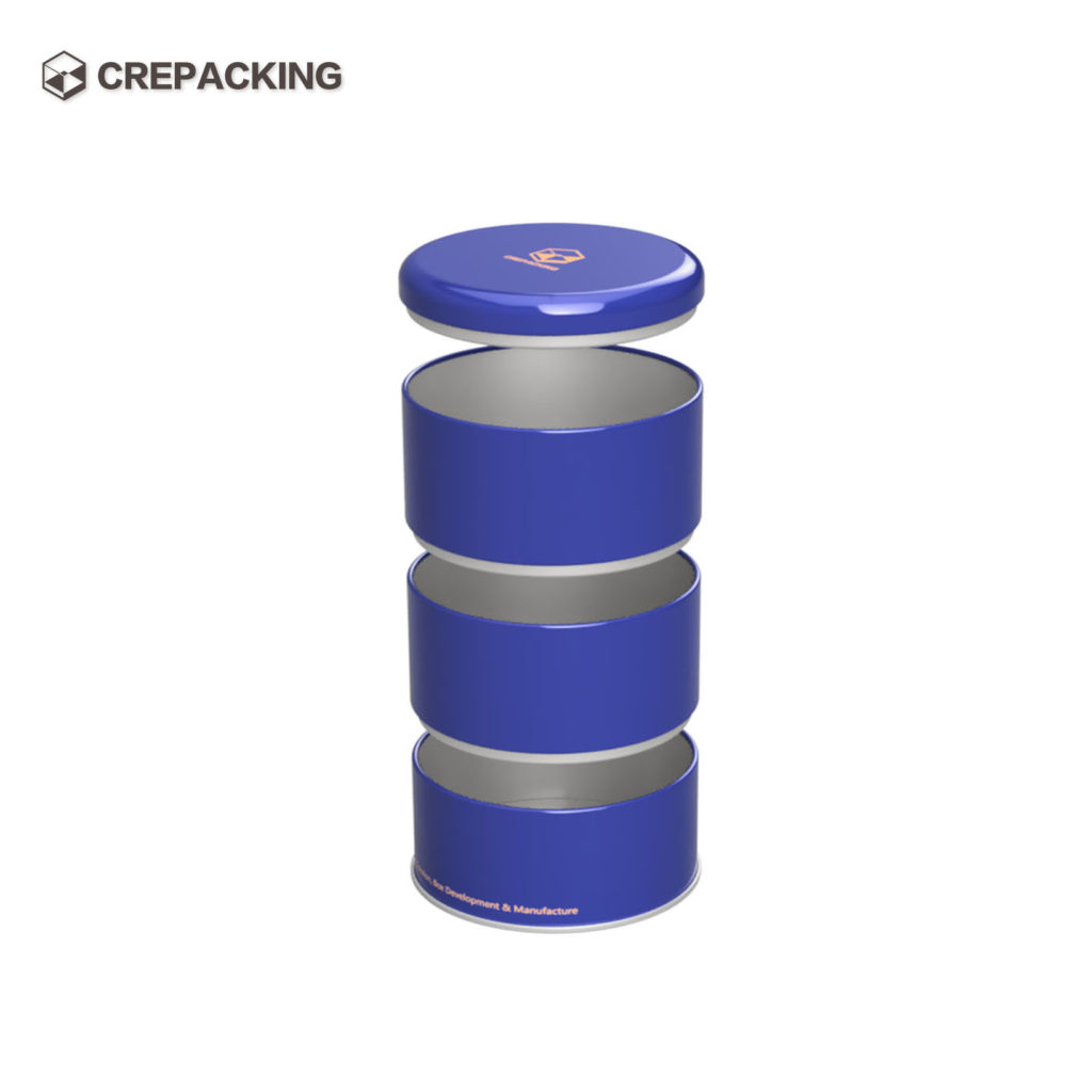 Custom Round Metal Tin Box Combination Canister Storage