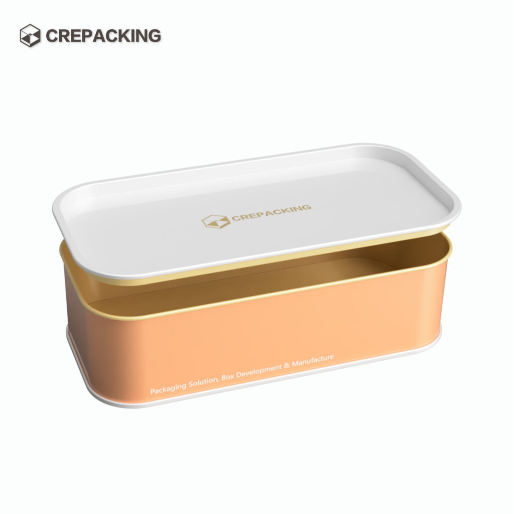 Square tin box with insertable lid