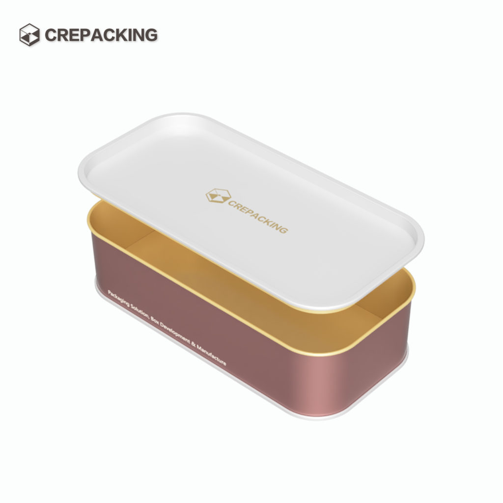 Square tin box with insertable lid